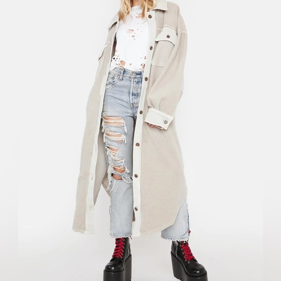 Free People Jackets & Blazers - free people ruby jacket long coat in stone
